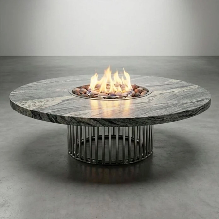 Стол - камин Непал Керамогранит, труба нержавейка, 1600 на 750